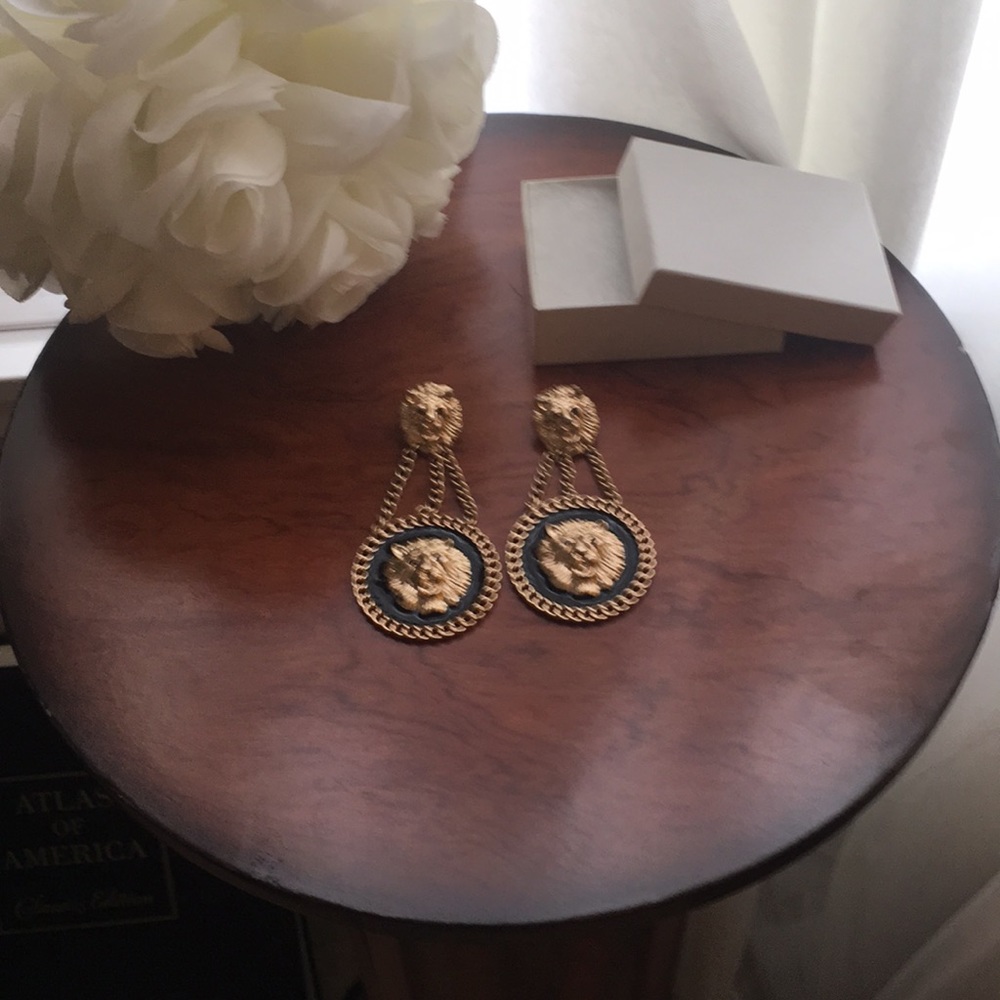 Gold and black earrings